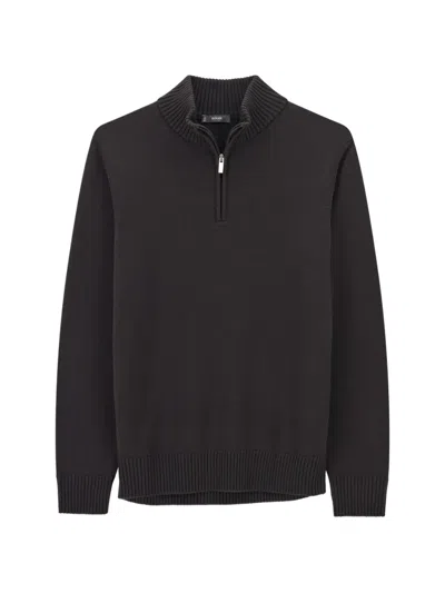 Boggi Milano Roll-neck Jumper Quarter-zip Superfine Merino Wool In Brown