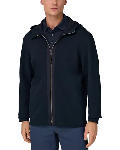 Boggi Milano Scuba Pique Full Zip Hooded Sweatshirt In Blue