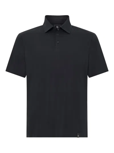 Boggi Milano Polo Shirt In Stretch Supima Cotton In Black