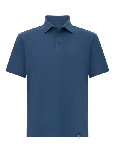 Boggi Milano Polo Shirt In Stretch Supima Cotton In Blue