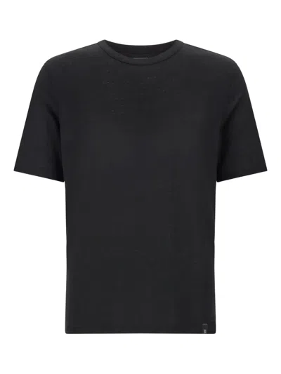 Boggi Milano T-shirt In Stretch Linen Jersey In Black