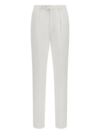 Boggi Milano Pure Linen Trousers In White