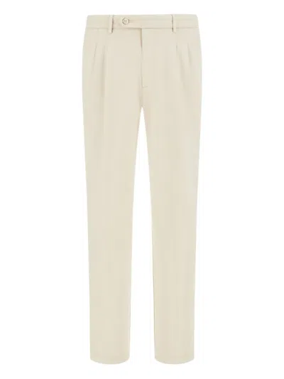 Boggi Milano Stretch Cotton/tencel Trousers In Neutral