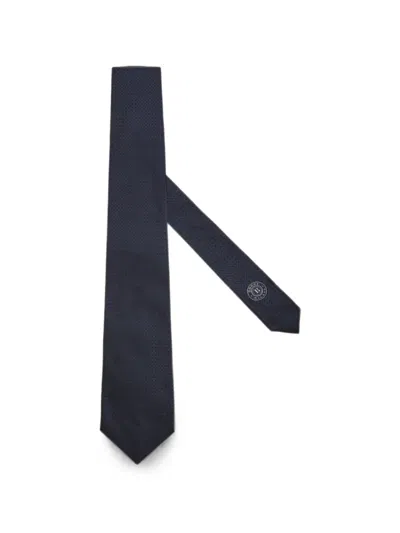 Boggi Milano Silk Jacquard Tie Navy Blue In Purple