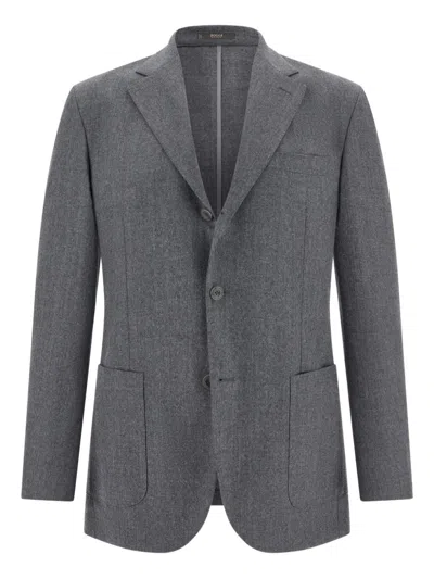 Boggi Milano Single-breasted Blazer In Gray