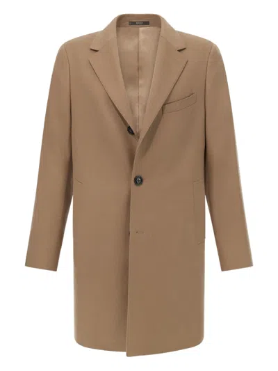 Boggi Milano Ens Beige Notched-collar Single-breasted Cashmere Coat In Neutral