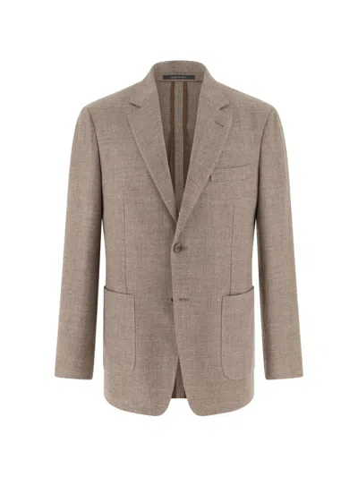 Boggi Milano Single-breasted Patch-pocket Blazer In Brown