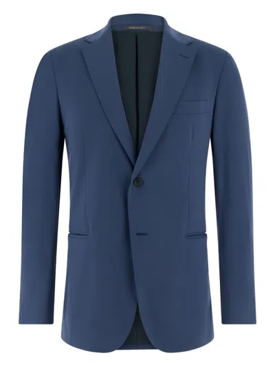 Boggi Milano Single-breasted Patch Pocket Jacket In Blue