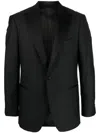 Boggi Milano Single-breasted Wool Tuxedo Jacket In Black
