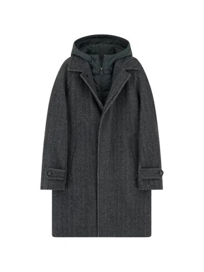 Boggi Milano Single-breasted Coat In Wool Blend In Black