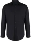 Boggi Milano Button-up Stretch Shirt In Blue