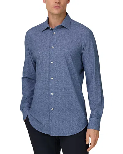 Boggi Milano Slim Fit Stretch Nylon Shirt In Blue