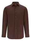 Boggi Milano Slim Fit Stretch Nylon Shirt In Brown