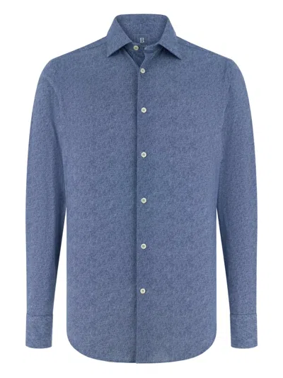 Boggi Milano Slim Fit Stretch Shirt In Blue