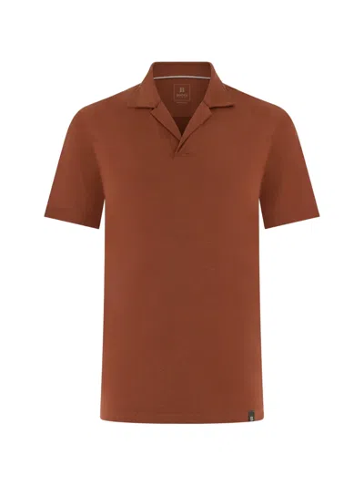Boggi Milano Slub-texture Polo T-shirt In Brown