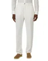 Boggi Milano Solid Linen Straight Fit Trousers In White