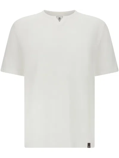 Boggi Milano T-shirt Mit Schlitz Am Ausschnitt In Weiss
