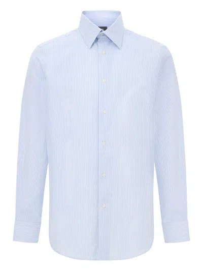 Boggi Milano Spread-collar Striped Shirt In Blue