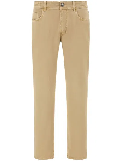 Boggi Milano Stretch Cotton Jeans In Neutrals