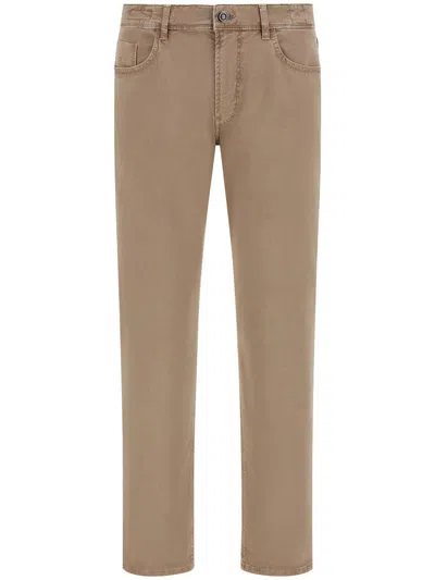 Boggi Milano Stretch Cotton Jeans In Neutrals