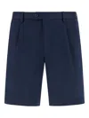 Boggi Milano Stretch Cotton And Tencel Bermuda Shorts In Blue
