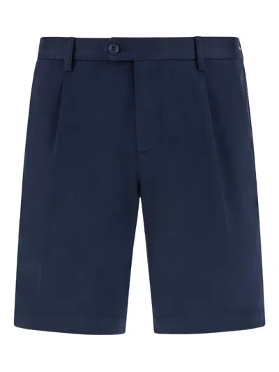 Boggi Milano Stretch Cotton And Tencel Bermuda Shorts In Blue