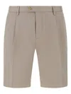Boggi Milano Stretch Cotton And Tencel Bermuda Shorts In Neutrals