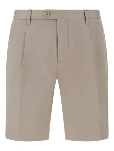 Boggi Milano Stretch Cotton And Tencel Bermuda Shorts In Neutrals