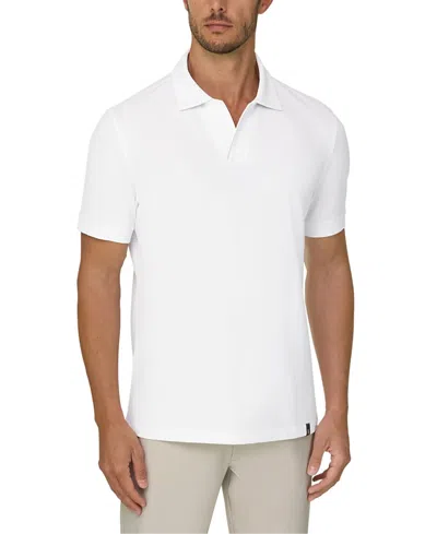 Boggi Milano Stretch Cotton Blend Pique Cool Jade-fresh Polo In White