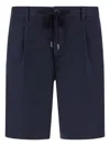 Boggi Milano Stretch Cotton Summer Bermuda Shorts In Blue