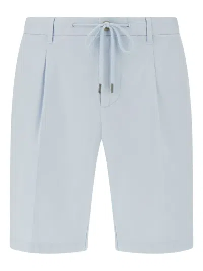 Boggi Milano Stretch Cotton Summer Bermuda Shorts In Blue