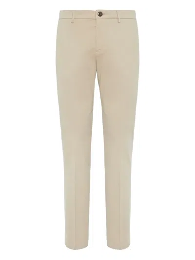 Boggi Milano Stretch Cotton Trousers In Neutral
