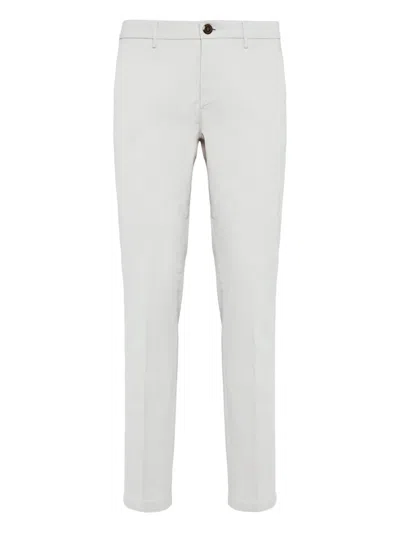 Boggi Milano Stretch Cotton Trousers In White