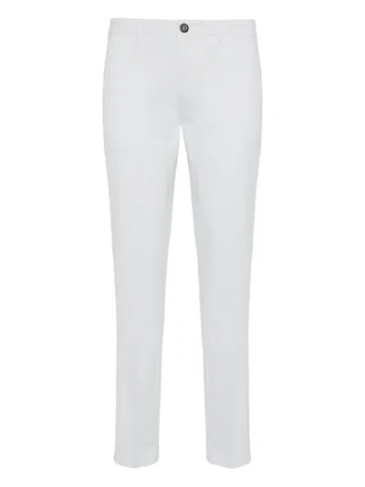 Boggi Milano Stretch Cotton Trousers In White