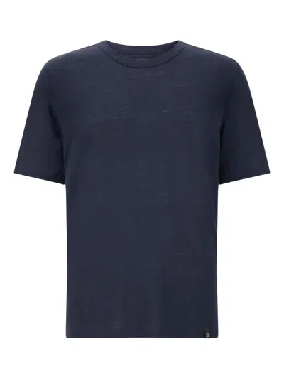 Boggi Milano Stretch-linen T-shirt In Blue