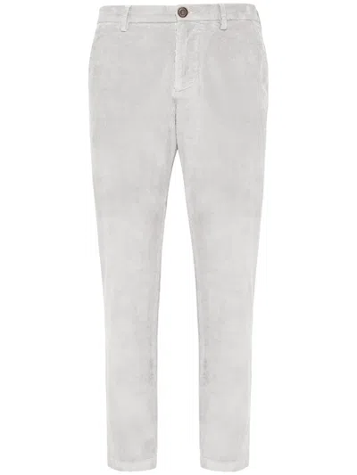 Boggi Milano Stretch-velvet Trousers In Grey