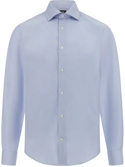 Boggi Milano Striped Cotton Shirt In Blue