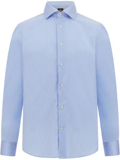 Boggi Milano Striped Cotton Shirt In Blue