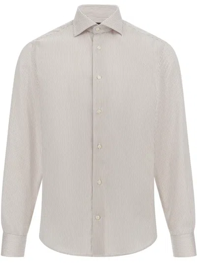 Boggi Milano Classic-collar Stretch Shirt In Black