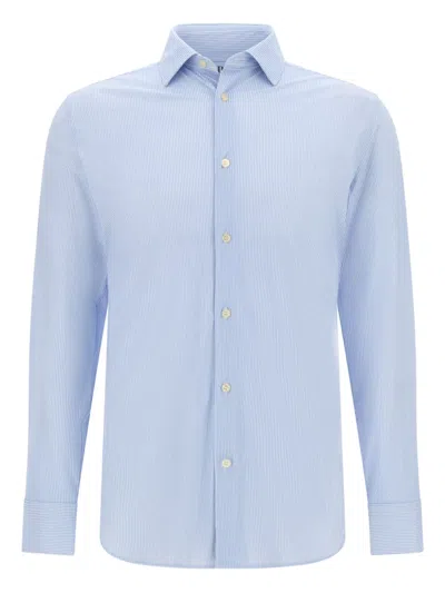 Boggi Milano Striped Long-sleeve Shirt In Blue