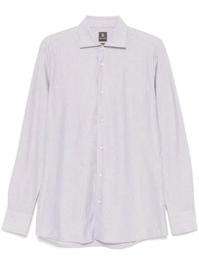 Boggi Milano Striped Shirt In Brown