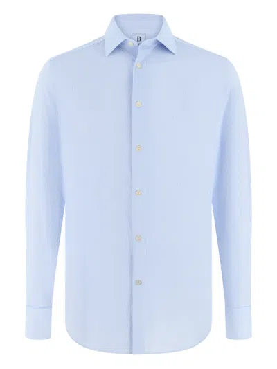 Boggi Milano Striped Tokyo Collar Shirt In Blue