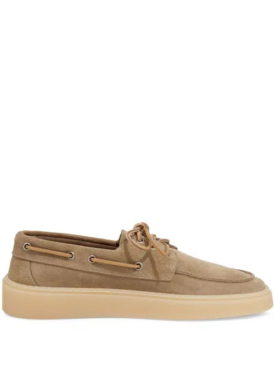 Boggi Milano Suede Boat Shoes In Neutrals
