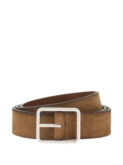 Boggi Milano Suede Buckle Belt In Brown