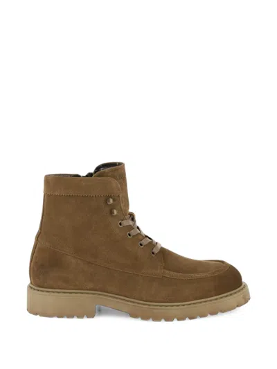 Boggi Milano Suede Leather Boots In Brown
