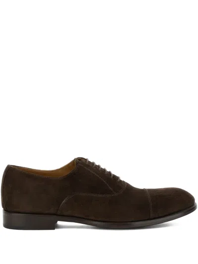 Boggi Milano Suede Oxford Shoes In Brown