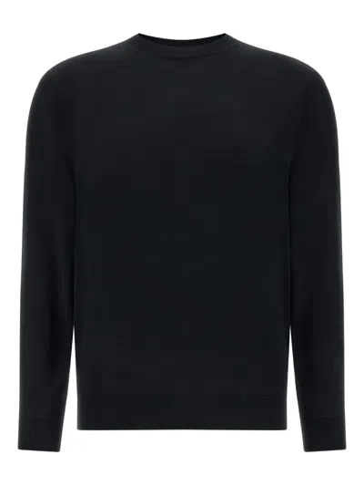 Boggi Milano Super Fine Merino Wool Crew Neck Jumper In Black