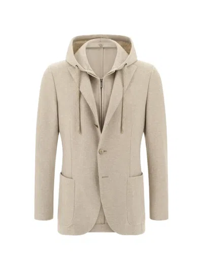 Boggi Milano Sweatshirt Blazer Madison Mélange Wool-cashmere B Jersey In Neutral