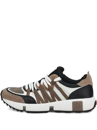 Boggi Milano Technical Fabric And Leather Trainers In White