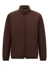 Boggi Milano Technical Fabric Bomber Jacket In Brown